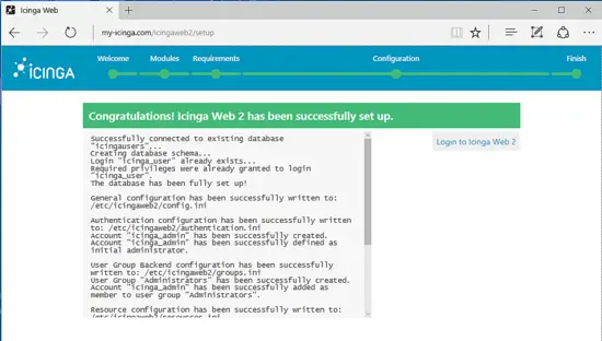 Go to Icinga 2 Login page