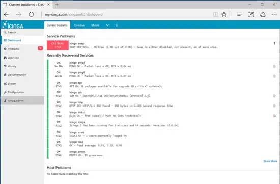 Icinga 2 Dashboard