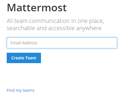 Mattermost login screen