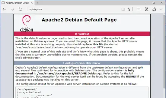 Apache default page