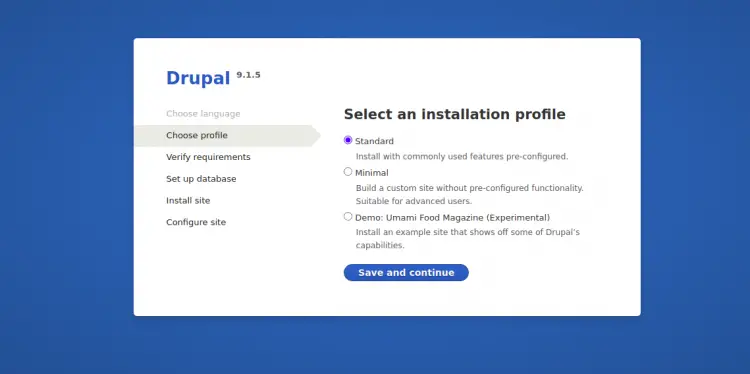 Select installation profile