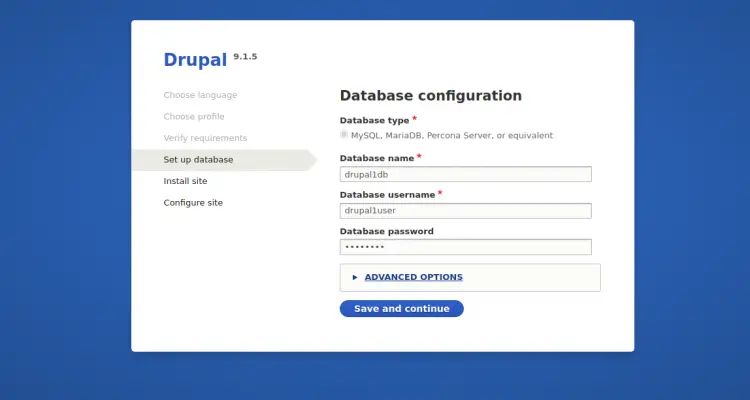 Database configuration