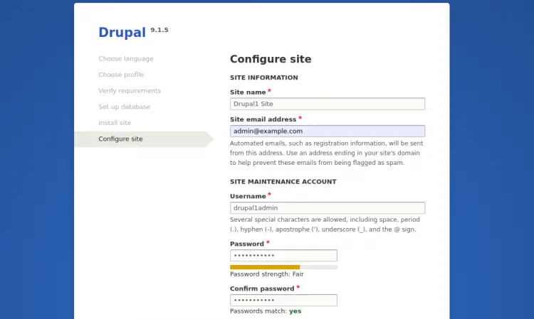 Site configuration