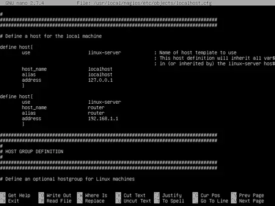 Edit nagios config file