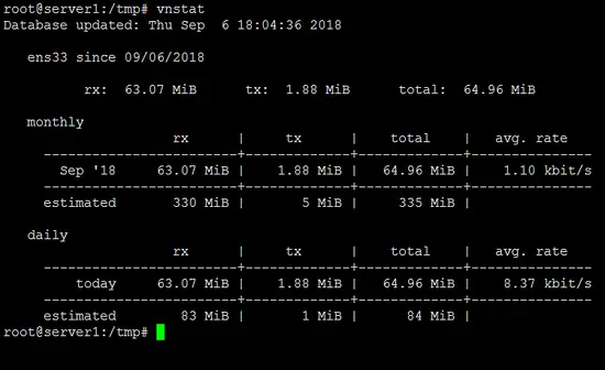 Basic usage of vnstat