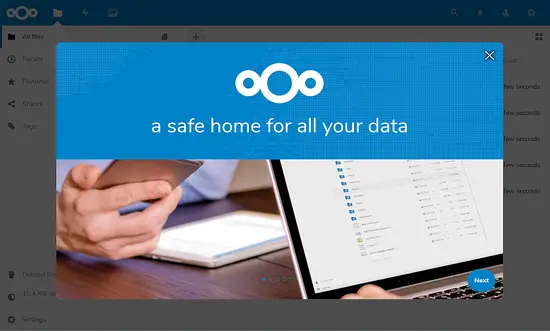 Nextcloud first steps wizard