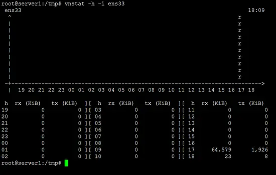 vnstat hourly statistics