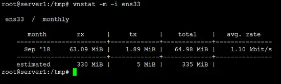 Monthly network statistics