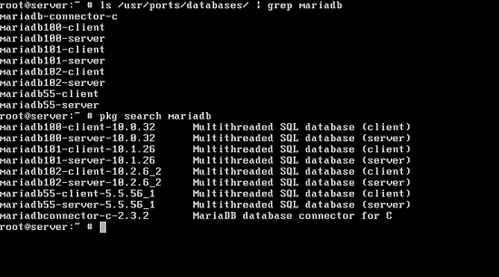 MariaDB versions available for FreeBSD 11