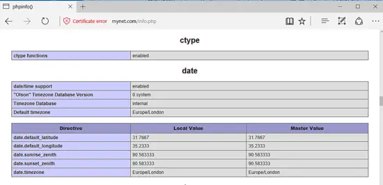PHP configuration