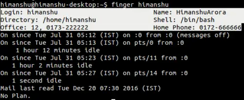 How to verify changes done through chfn