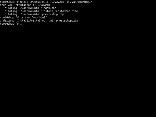 Unzip Prestashop archive