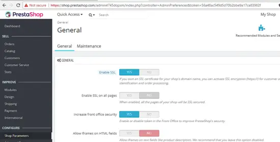 Enable SSL for back office in PrestaShop