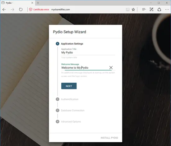 Pydio application settings