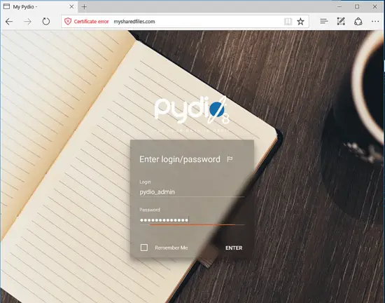 Login to Pydio
