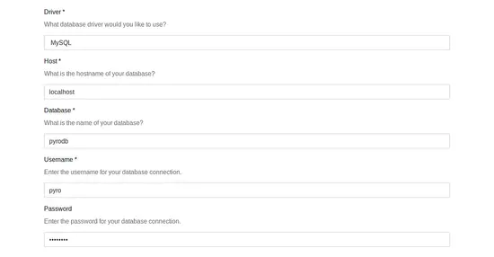 MySQL database details