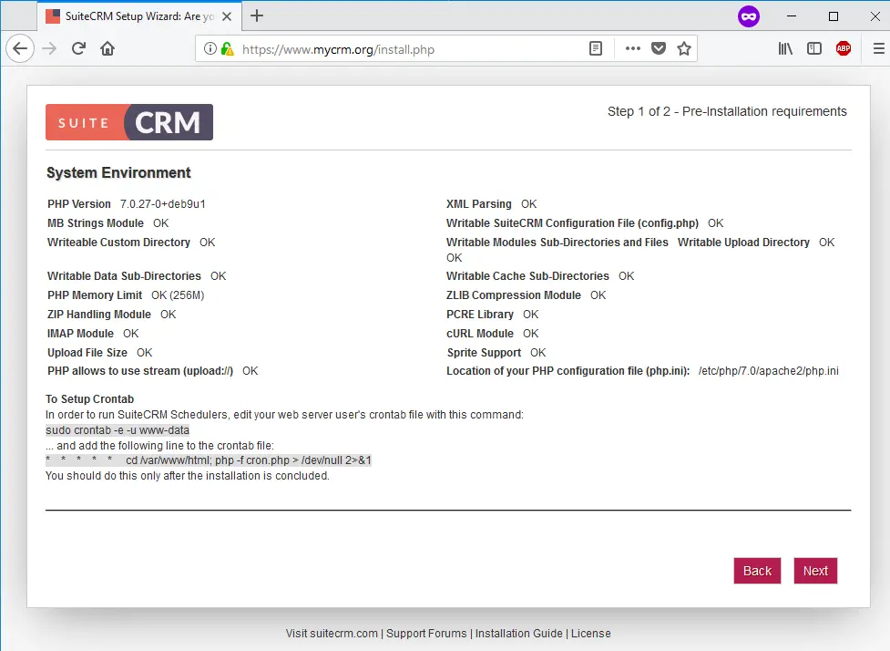 Instalar suitecrm