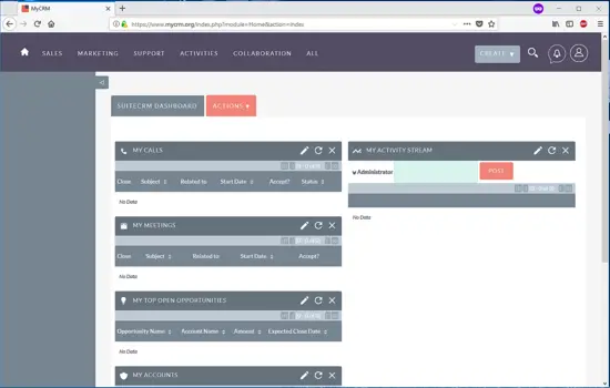 SuideCRM Dashboard