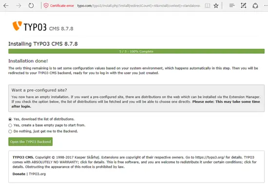 Use pre-configured site or not