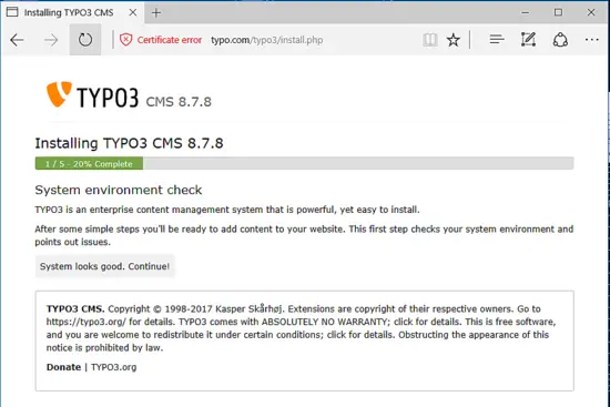 Typo3 installer in Browser