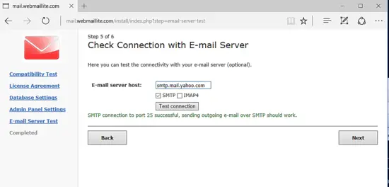 Test mailserver connection