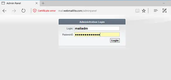 Login as mail administrator