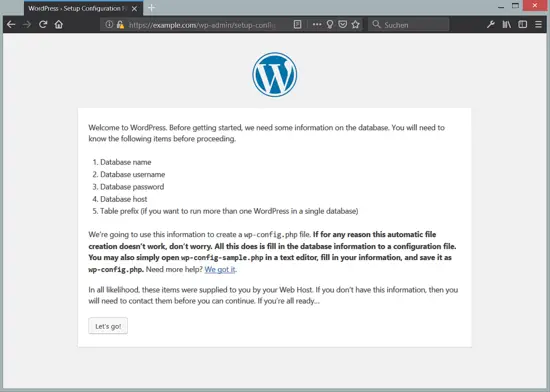 WordPress web installer