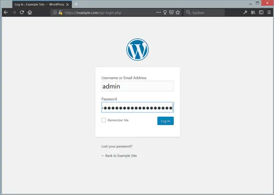 WordPress admin login