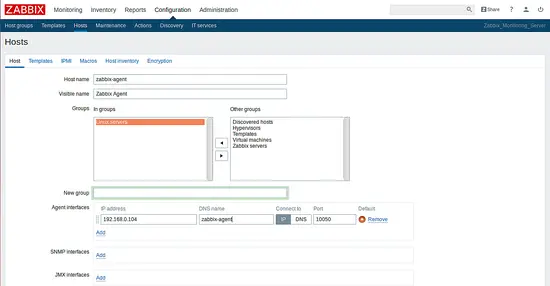 Create Host in Zabbix