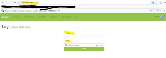 Login to lemur certificate manager