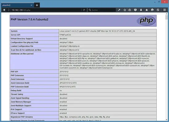 PHP info on lighttpd.