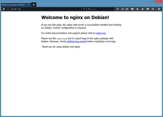Debian Nginx start page.