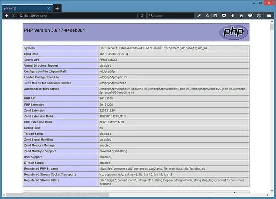 PHP info.