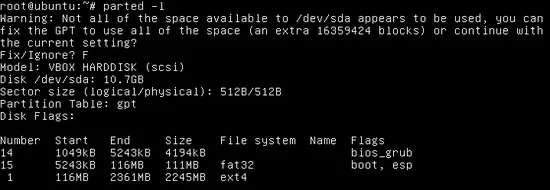 Partitioning using parted