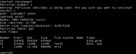 Resize partition