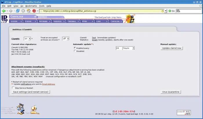 Copfilter Anti-Virus Setup
