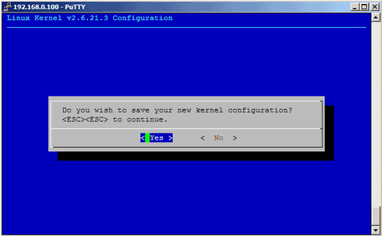 Save new Kernel configuration