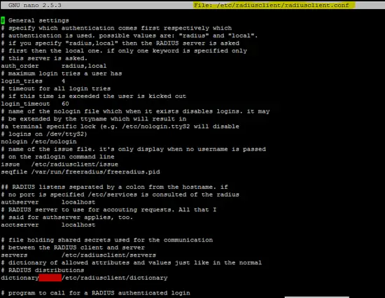 Radius Client configuration