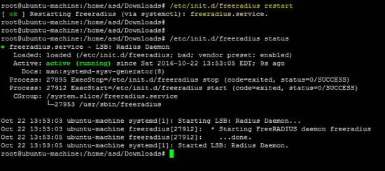 Restart Freeradius