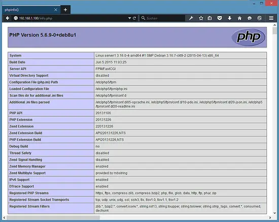 PHPInfo for php-fpm on lighttpd.