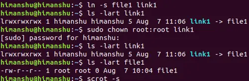 Chown command symlinks