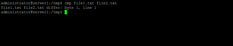 Compare two files on Linux with cmp command