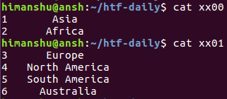 split files based on number of lines - result