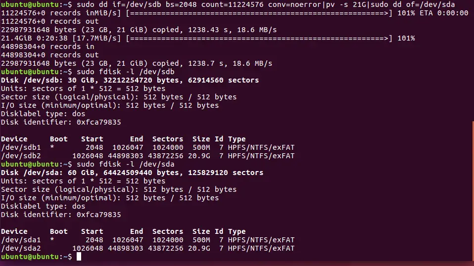 How to clone with Linux dd command