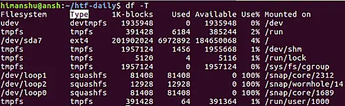 make df print file system type in output