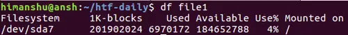 make df display disk usage of file system containing a specific file