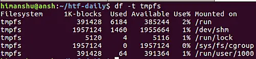 limit df output to file systems of particular type