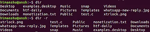 How to make dir display reverse sorted output