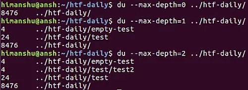 define directory-depth for du