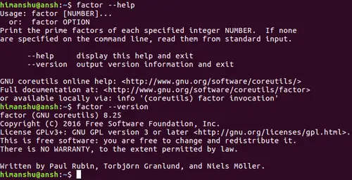 Linux Factor command help